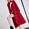 大红色高冷气质呢子大衣女，长款2022秋冬女装时尚大气毛呢外套