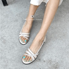 韩国东大门小众设计款夏季凉鞋，复古时尚圆头包跟休闲减龄露趾单鞋