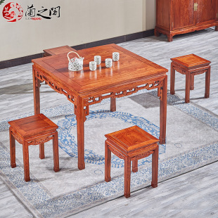 兰之阁红木餐桌实木方餐桌组合非洲花梨木，仿古家具八仙桌p37