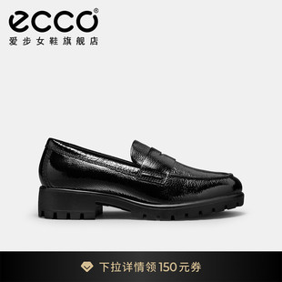 ECCO爱步乐福鞋女 2023英伦单鞋漆皮鞋倪妮同款 摩登490013