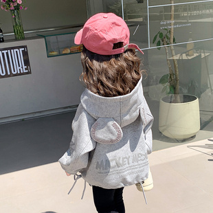 女童秋装外套2023春秋，儿童韩版洋气宝宝，连帽运动长袖外衣上衣