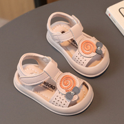 女宝宝凉鞋夏季1-3岁2婴幼儿软底防滑学步鞋PU皮面包头沙滩公主鞋