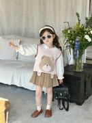 2024春季韩版童装女童卡通，毛线马甲背心，洋气娃娃衫百褶裙套装