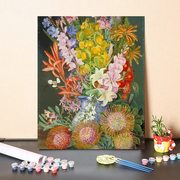 diy数字油画填充自然主义经典名画，花卉植物自然风景丙烯颜料装饰