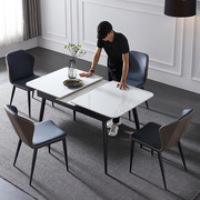 岩板餐桌长方形可伸缩加长小户型，家用2024折叠饭桌餐桌椅组合