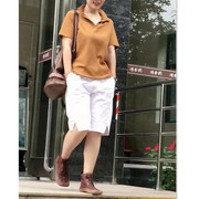 韩国设计师cherrykoko夏季翻领，短袖上衣直筒，五分裤女时尚显瘦