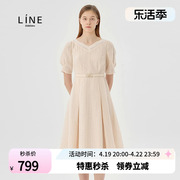 LINE女装夏季设计感气质中长款优雅系带连衣裙NWOPNF0100
