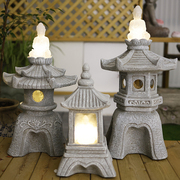 中式禅意佛像灯塔户外庭院摆件仿石塔日式花园阳台装饰造景宫灯