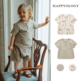 happyology英国儿童春夏装男童，上衣童装短袖t恤女童衬衫