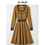 re-blue轻奢优雅女装，经典名媛小香风，针织高腰连衣裙