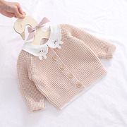 宝宝针织开衫纯棉，6个月婴儿毛衣外套2-3岁女童，上衣2024春秋装