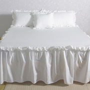 白色纯棉公主床裙单件，防滑裙式夏季遮丑花边55cm全棉床罩床笠床单