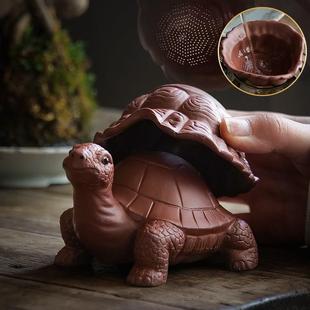 思捷创意紫砂乌龟一体茶漏滤茶器陶瓷茶叶过滤器功夫茶具配件茶宠