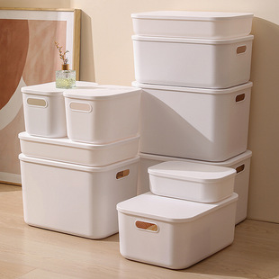 玩具化妆品浴室卧室整理筐防尘收纳箱五件套白色储物盒收纳盒杂物