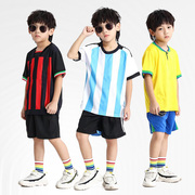 阿根廷巴西儿童足球服套装男女小学生，足球训练服梅西c罗球衣(罗球衣)定制