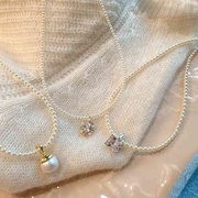 韩国高级感珍珠项链女轻奢小众，设计感锁骨，链2024气质水钻颈链