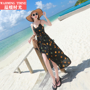 巴厘岛沙滩裙夏女装波西米亚长裙海报度假旅行吊带显瘦连衣裙