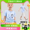 迪士尼女童纯棉中长款短袖T恤2024夏季儿童甜美半袖上衣童装