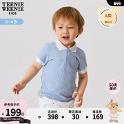 teenieweeniekids小熊童装，男宝宝24年夏季竖条纹，短袖polo衫