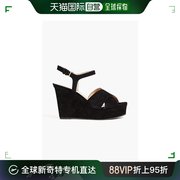 香港直邮潮奢sergiorossi塞乔罗西女士绒面革防水台坡跟凉鞋