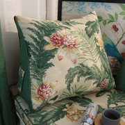 植物花卉美式乡村风格客厅沙发，抱枕靠垫卧室床头，三角靠背环保棉麻