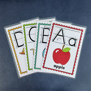 26个英文字母单词闪卡英语，abc卡片儿童练习宝宝，涂色描红游戏教具