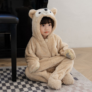 达菲熊衣服(熊衣服)宝宝小熊，连体衣秋冬装可爱超萌婴儿，儿童动物睡衣爬爬服
