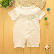 夏季婴儿短袖连体衣服，男女宝宝纯棉薄，款哈衣新生儿开档透气0-1岁