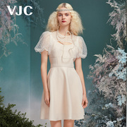 vjc威杰思女装，春夏两件式连衣裙，修身泡泡袖灯笼气质减龄