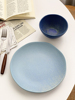 安木良品 外贸订单 日式复古工艺蓝色纹路哑光质感陶瓷饭碗餐菜盘