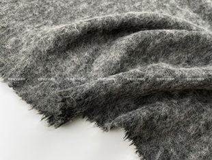 进口 灰色系长毛马海毛微弹力针织羊毛毛料面料套装大衣布料