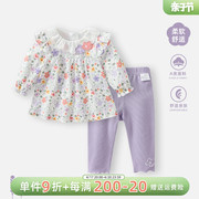 女童春装套装2024洋气，时髦婴幼儿公主裙女宝宝，春秋甜美两件套