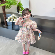 女童连衣裙夏季2024韩版洋气，女宝宝短袖，夏装儿童花仙子公主裙