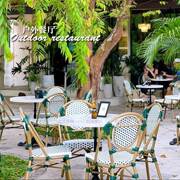 室外餐厅酒店餐椅法式咖啡厅藤椅，花园露天桌椅，组合美式户外藤编椅