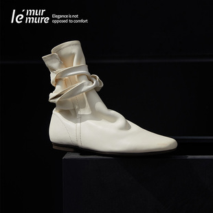le'murmure原创设计小众短靴，设计师绕带时髦靴子复古踝靴女春