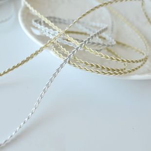 日本龙骨丝线金色银色织带蕾丝，diy娃衣花边辅料制衣材料宽3mm