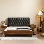 简约欧式美式胡桃木实木新中式法式复古轻奢床无床头床架悬浮床