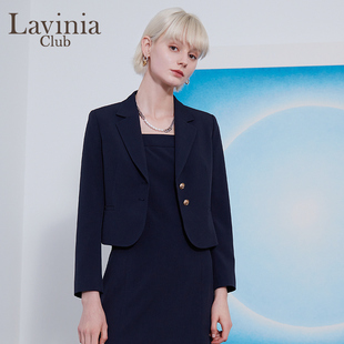 Lavinia 23春秋蓝色西装女时尚通勤短款设计小个子外套J31W15