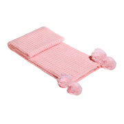  蓝梦格调样板房搭巾毛球粉红色公主房主题影楼床品床尾搭毯