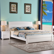 天坛家具现代简约白色实木床高箱床1.8米1.5m 时尚婚床储物主卧双