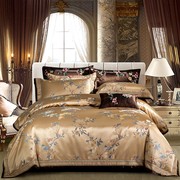 美式床上用品四件套高档欧式贡缎提花床品别墅样板房间田园风