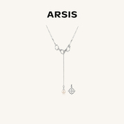 ARSIS流光光影双吊坠项链气质轻奢小众法式简约设计感锁骨链女