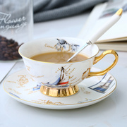 jusunde情陷地中海欧式骨瓷咖啡杯描金陶瓷杯碟英式下午茶具