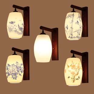 新中式实木壁灯中国风客厅，卧室过道仿古壁灯复古民宿，茶楼装饰灯
