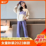 女童秋装2023套装儿童，卫衣中大童洋气，时髦两件套秋冬季孩子