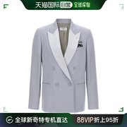 香港直邮潮奢off-white男士，灰白色双排扣长袖夹克