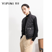 Yifini/易菲工装风V领休闲宽松马夹女春秋无袖棉服外套