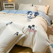 夏季四件套冰丝迪士尼卡通儿童，房卧室米奇被套丝滑床上用品小孩床
