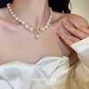 东大门珍珠字母项链轻奢简约设计感时尚气质锁骨链小众项饰女