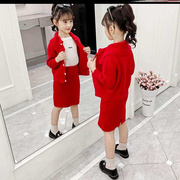 毛衣套装女童秋冬装2021洋气网红儿童休闲针织两件套女孩套裙